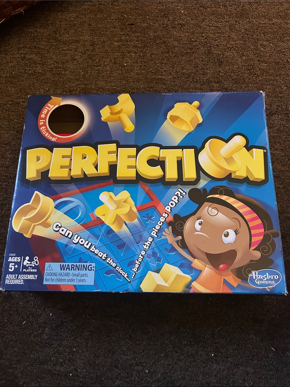 Hasbro Perfection Board Game - Blue & Yellow Box Art 5+ Can you Beat the Clock?